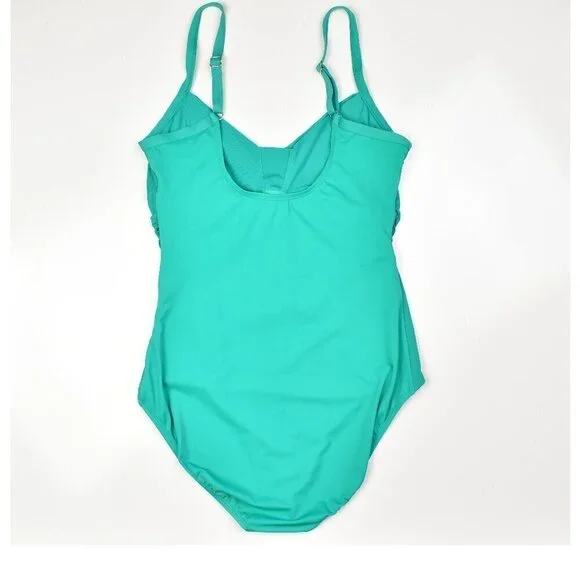 Jantzen Solid Shirred Wrap One Piece Swimsuit - 12 - Picture 4 of 6